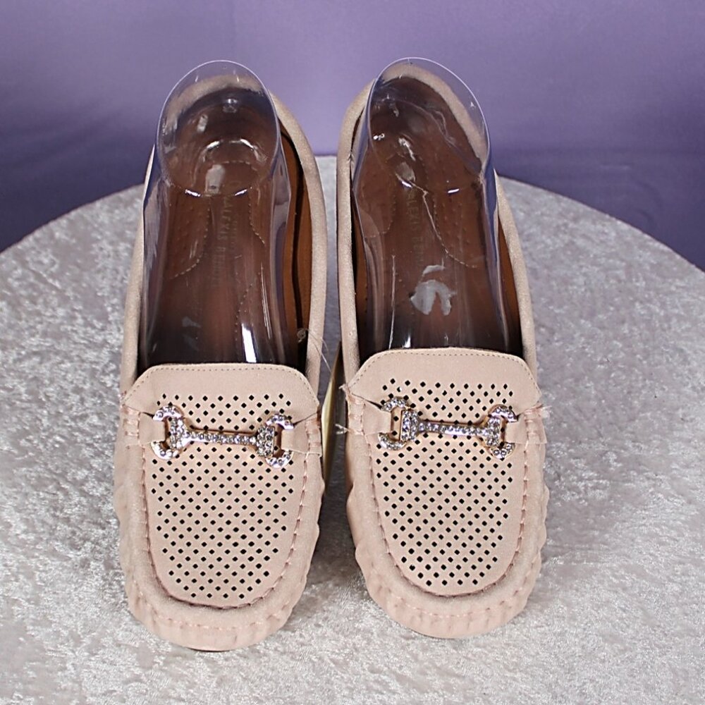 Comfort by Alexis Bendel Crystal Horsebit Loafers Womens Nude Blush Size 7 1/2